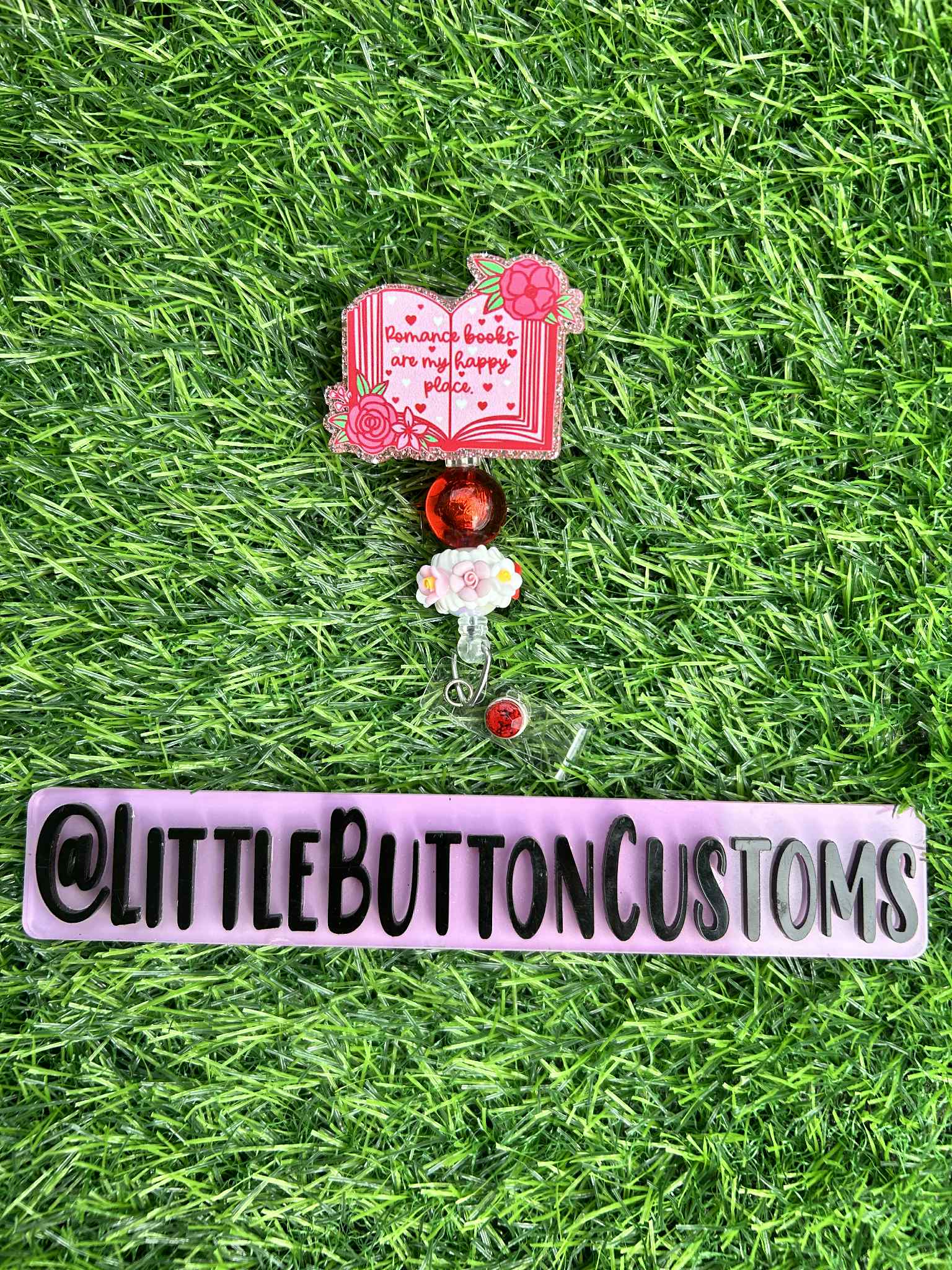 Romance Books Beaded Badge Reel