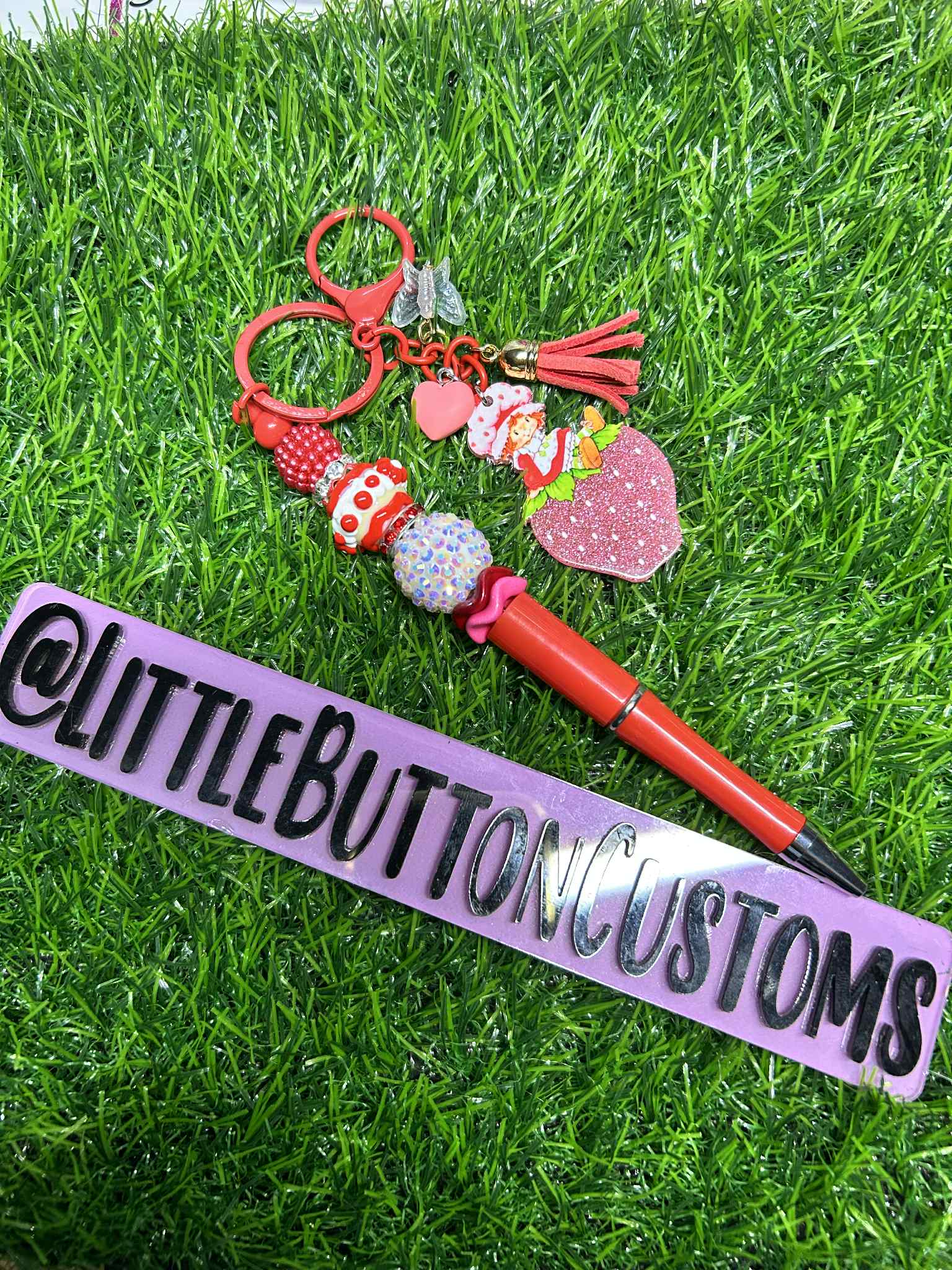 Strawberry Keychain Beaded Pen